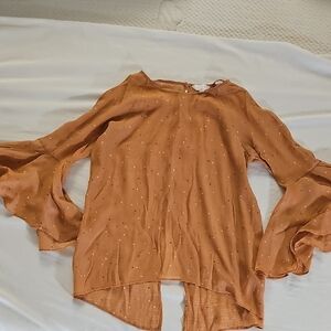 LC Lauren Conrad Rust Bell Sleeve Blouse